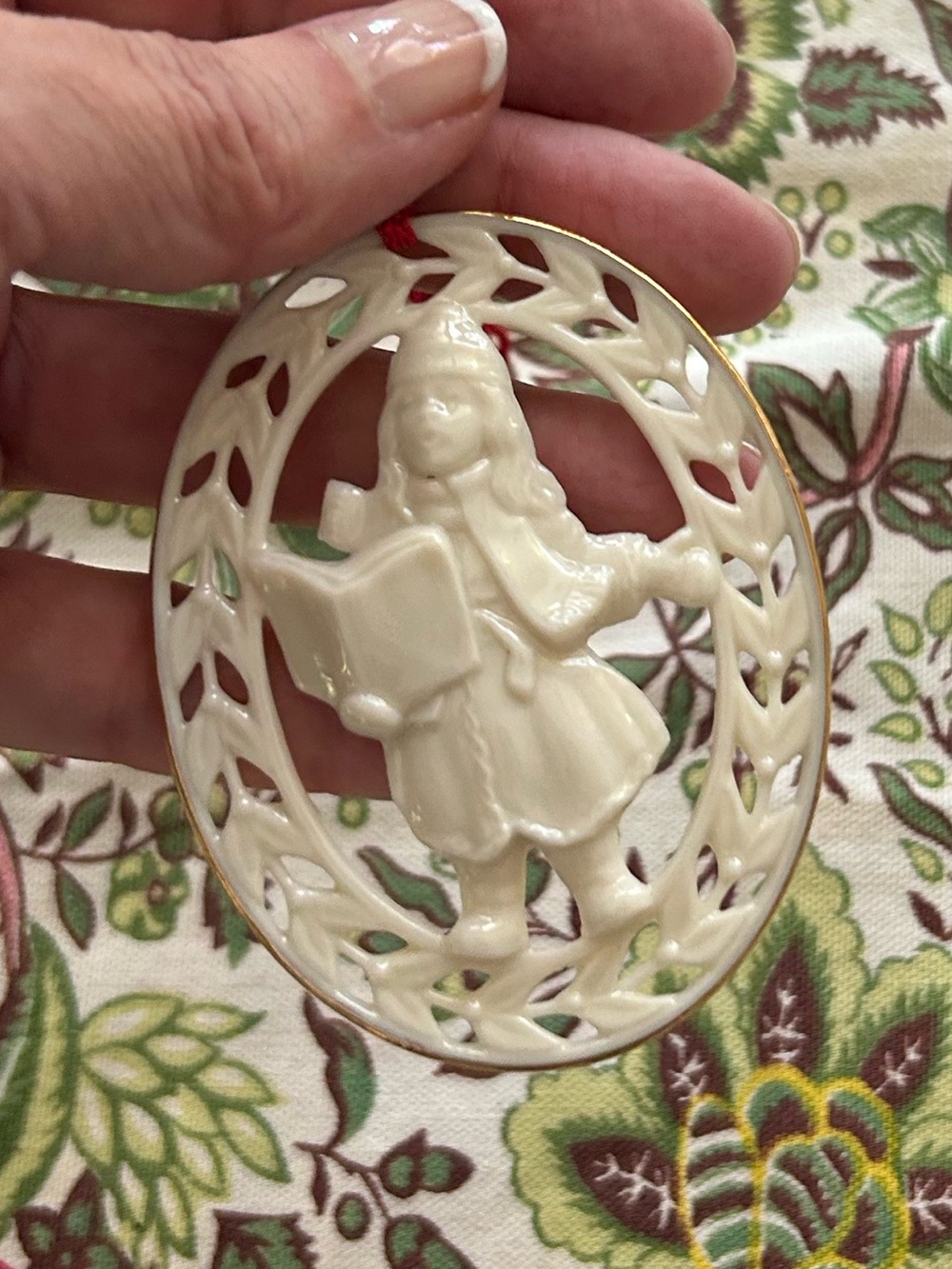 Lenox Cream Porcelain Santa with Gold Accent Ornament